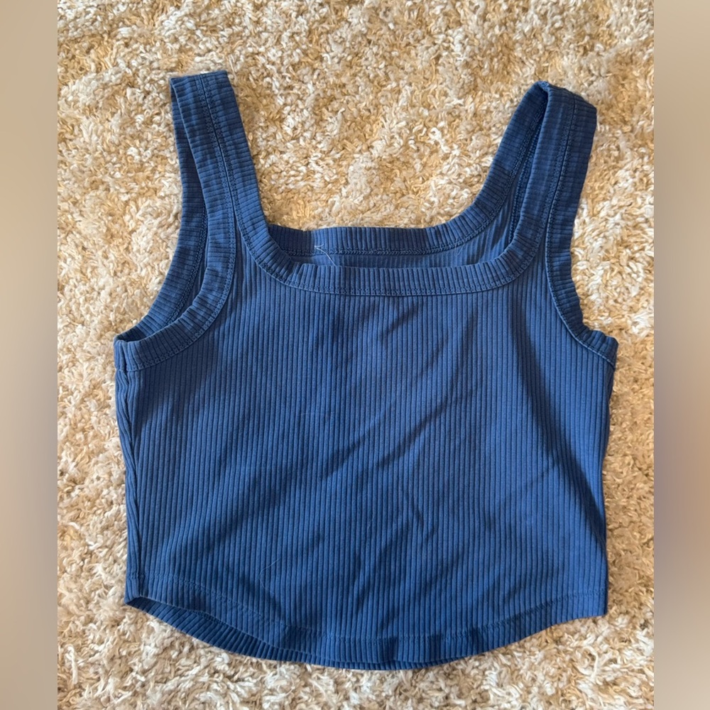 Madewell Deep Blue Ribbed Crop Top